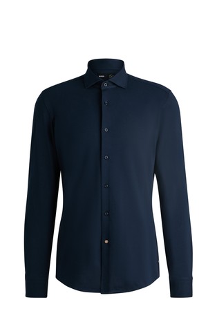 Slim fit srajca iz bombažne piké tkanine