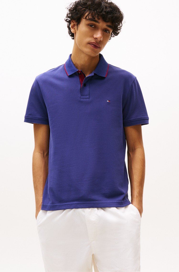 TOMMY HILFIGER Stretch-cotton short-sleeved poloemp Blue 