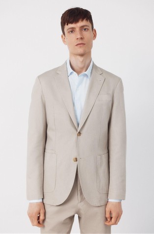 Slim fit single-breasted blazer in cotton-blend