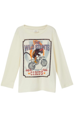 Cotton long-sleeved shirt with foil print