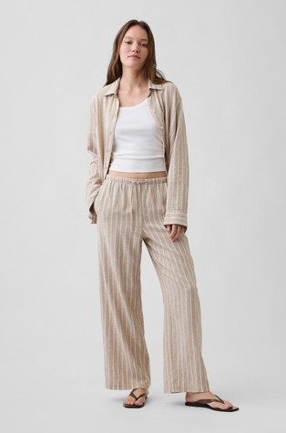 Relaxed Linen-Blend Wide-Leg Pants