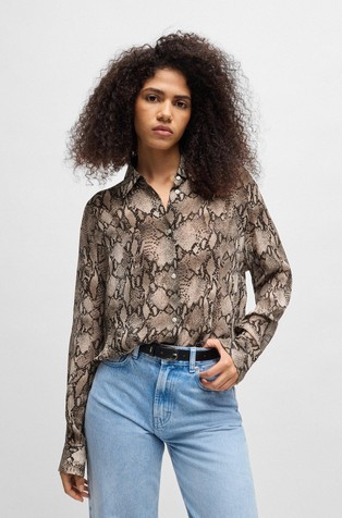 Oversized fit viskozna bluza s kačjim vzorcem