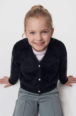 Fluffy knitted cardigan