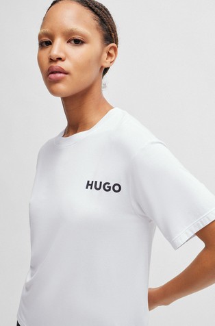 HUGO BOSS Relaxed fit zgornji del pižame s kratkimi rokavi in logotipom Bela - White 4