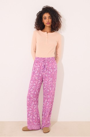 WOMEN'SECRET Long viscose trousers with flower pattern Purple 3