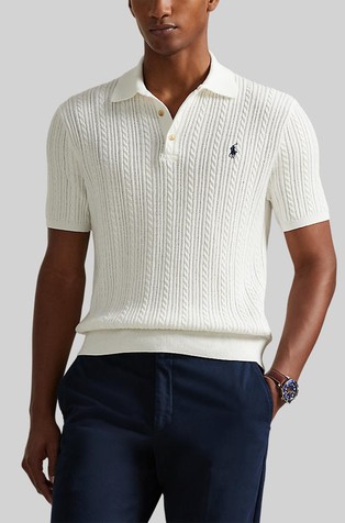 Pletena bombažna polo majica s kratkimi rokavi