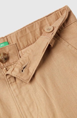 BENETTON Relaxed fit hlače iz lanene mešanice Bež - Camel 3