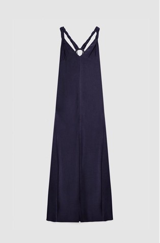 Essential long V-neck dress in viscose