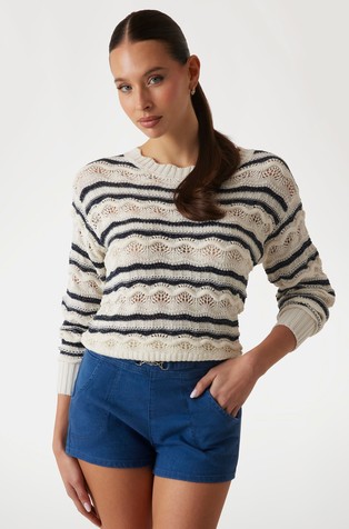 Openwork knit sweater