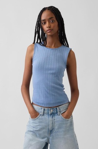 Ženska majica brez rokavov z luknjičastim vzorcem