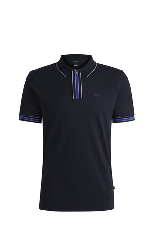Interlock-cotton polo shirt with contrast tipping