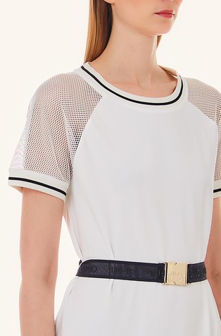 LIU JO Long dress with mesh inserts Off-White 3