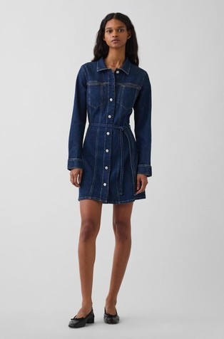 Denim Belted Mini Dress