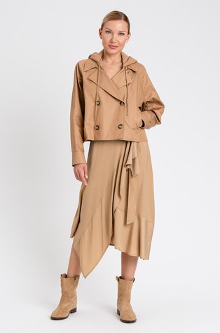 Asymmetric wrap satin skirt