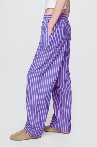 GAP Organic Cotton Poplin Easy Wide-Leg Pants Pink And Blue Stripe 3