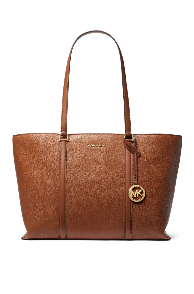 MICHAEL KORS Voyager večja usnjena tote torba Rjava - Brown 