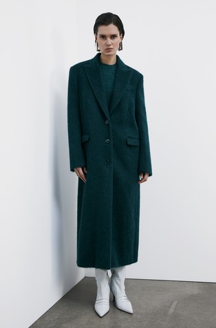 Soft long-haired wool blend long coat