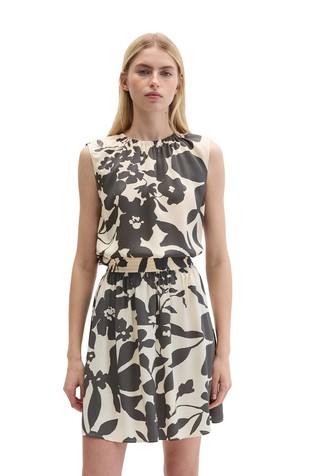 Floral-print sleeveless viscose blouse