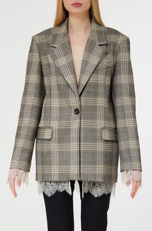Checked blazer with lace