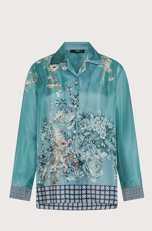Svilena srajca s cvetličnim potiskom
