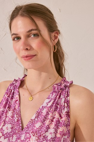 WOMEN'SECRET Long dress in patterned viscose Purple 5