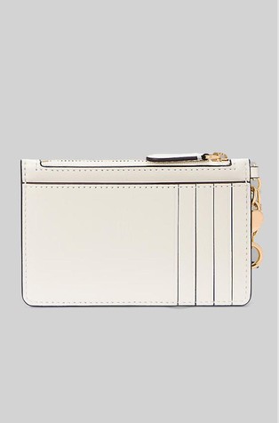 RALPH LAUREN Usnjena denarnica za kartice z obeskom v obliki srca Bela - Soft White / Heart Pdlck 2