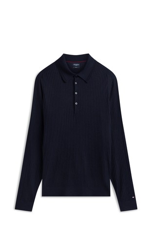New York Label Performance pleten pulover s polo ovratnikom