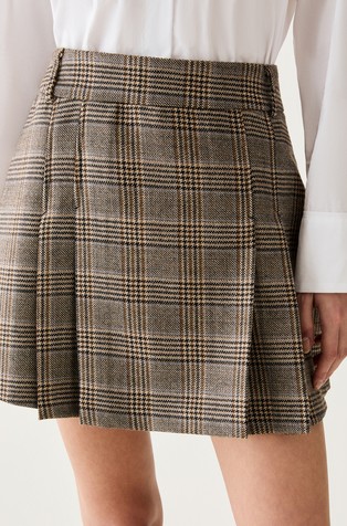 Checked wool miniskirt
