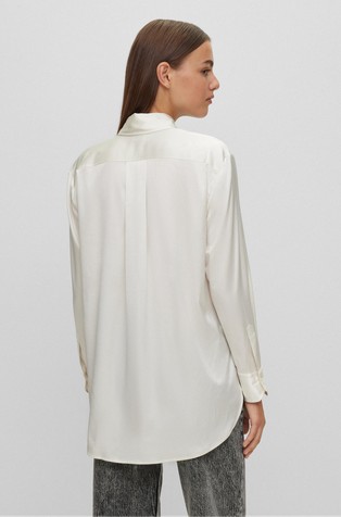 HUGO BOSS Oversized fit satenasta srajca Bela - White 3