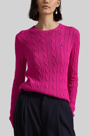 Cable-knit cotton crewneck sweater