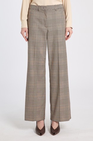 Wide leg trousers with checked pattern