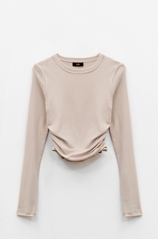Majica z dolgimi rokavi in stransko draperijo