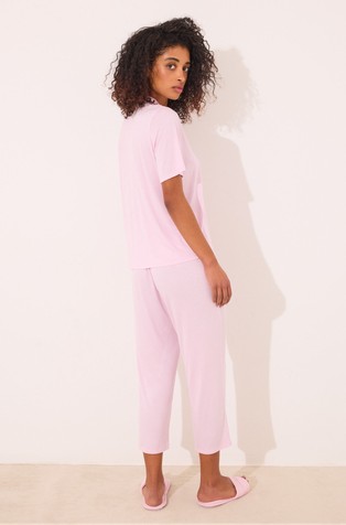 WOMEN'SECRET Viscose short sleeve classic pyjamas with capri trousers Pink 2