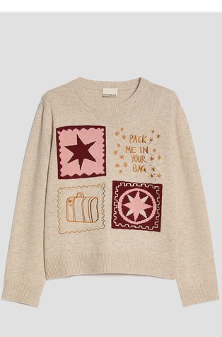 Wool blend jumper with exclusive motifs
