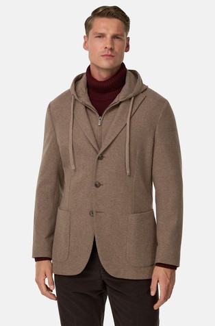 Suknjič iz volne in kašmirja z odstranljivim vstavkom s kapuco