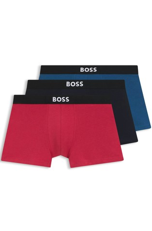 Three-pack of cotton trunks with logo waistband