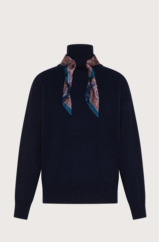 Wool and cashmere sweater with scarf detail