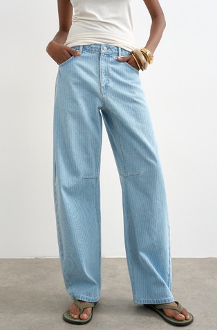 TSBARREL barrel fit jeans hlače z visokim pasom