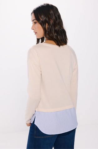 SPRINGFIELD Sweater with shirt insert Beige 2