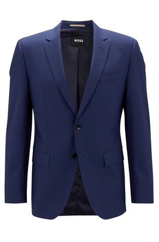 HUGO BOSS Slim-fit jacket in stretch virgin wool Navy 3