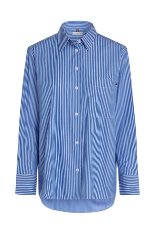 TOMMY HILFIGER Črtasta srajca iz organskega bombaža Modra - Blue / White 5