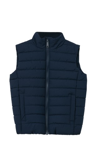 Lightly padded vest with stand-up collar
