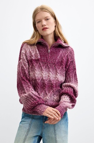 Chunky knit sweater with zipper