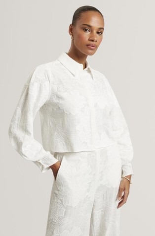 Cropped Shirt With Jacquard Pattern