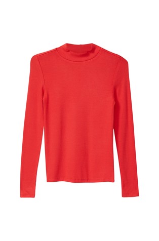 Ribbed longsleeve with mock collar