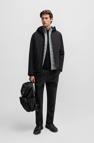 HUGO BOSS Vodoodbojna podložena jakna s kapuco Črna - Black 3