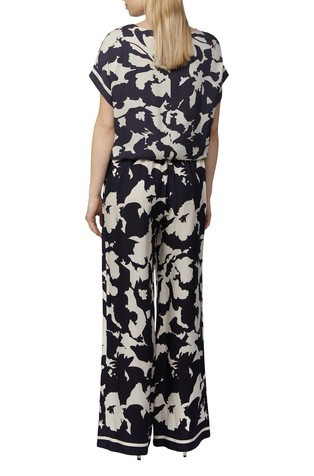 COMMA Pull-on viscose trousers with all-over print Blue / Beige 2