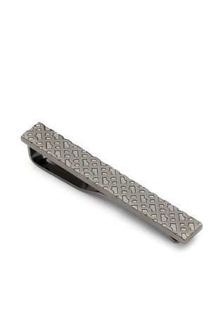 Monogram-pattern tie clip in brass