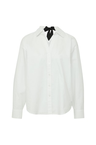 S.OLIVER Poplin blouse in relaxed fit with bow White 4
