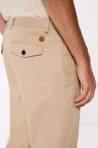 SPRINGFIELD Slim fit hlače iz bombažne tkanine z mikrostrukturo Bež - Beige 5